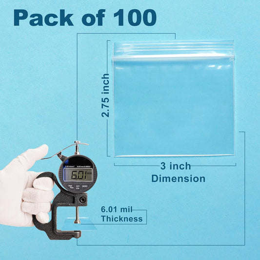 100 Packs Pill Bags 6 mil Sturdy 3x2.75 inch Pill Pouches BPA Free Seal Waterproof Handy Reusable Pill Bags V1258-DP02-A-1290