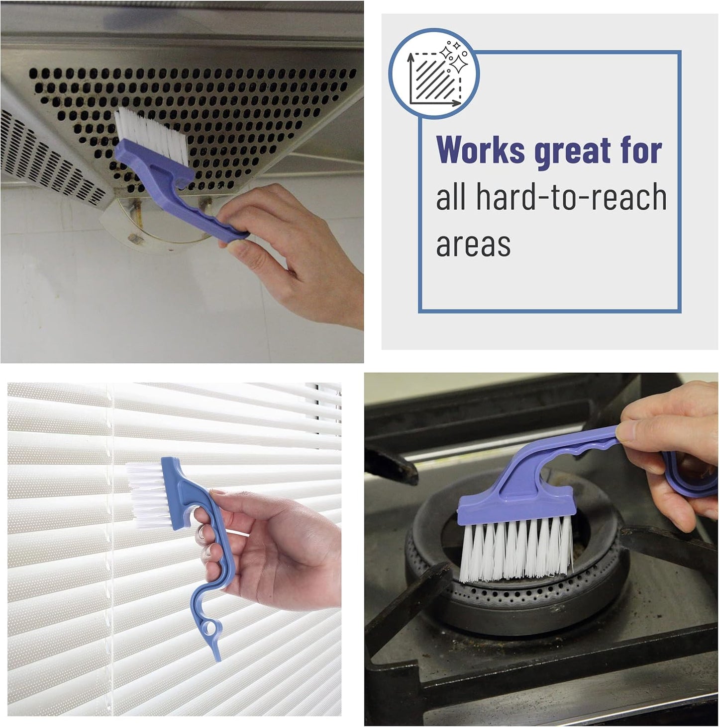 Slick- Window Track Cleaning Brush, 2 Pack, Blue Ergonomic Handle, Built-in Scraper, Multipurpose, Window V1258-DP02-A-1295