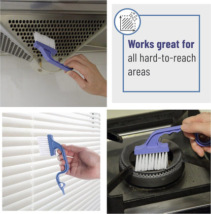 Slick- Window Track Cleaning Brush, 2 Pack, Blue Ergonomic Handle, Built-in Scraper, Multipurpose, Window V1258-DP02-A-1295