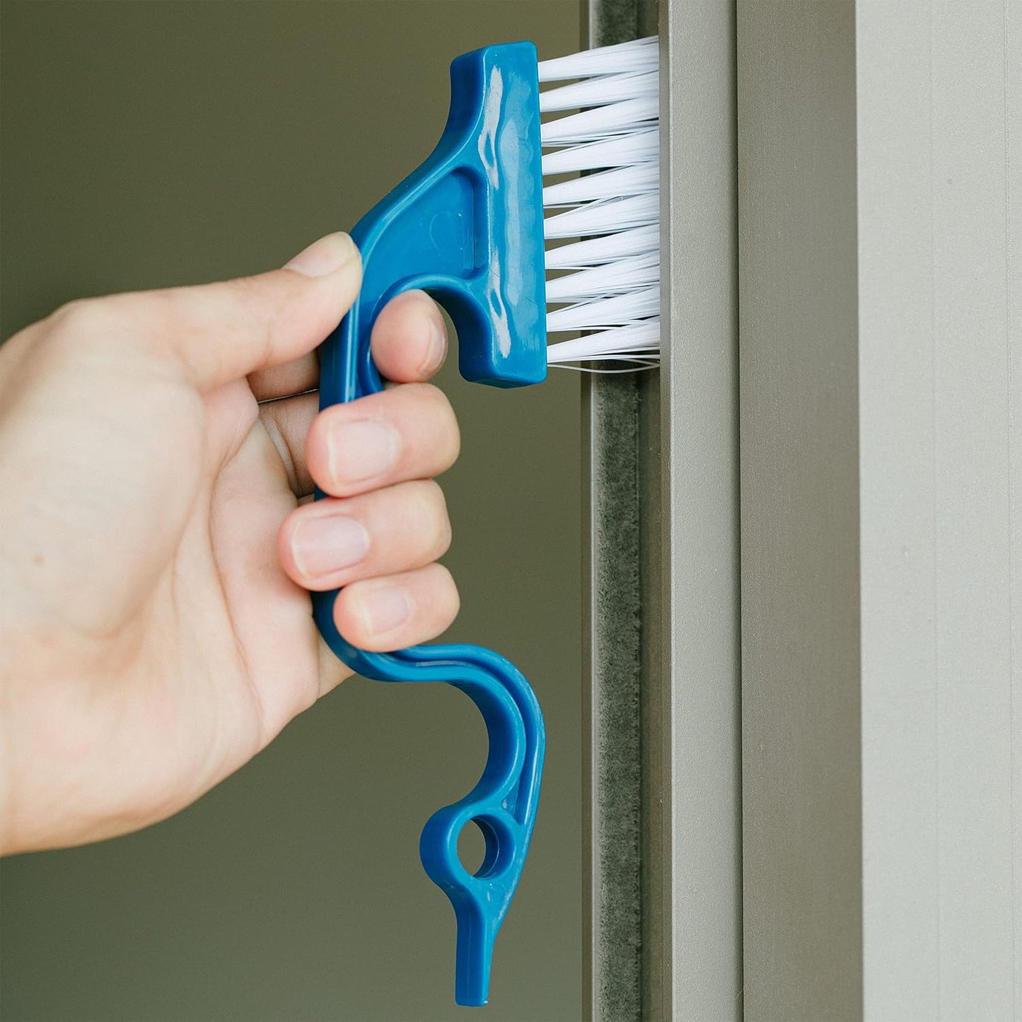 Slick- Window Track Cleaning Brush, 2 Pack, Blue Ergonomic Handle, Built-in Scraper, Multipurpose, Window V1258-DP02-A-1295