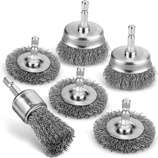6Pcs Professional Wire Wheel, Carbon Steel Wire Brush for Drill, Drill Cup Brush for Cleaning Rust, Wire V1258-DP02-A-1297