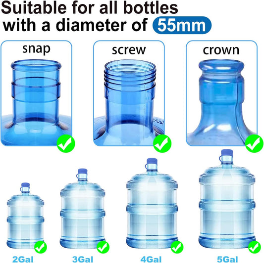 3 & 5 Gallon Water Jug Cap Reusable, Food Grade Silicone Replacement Gallon Caps for 55mm V1258-DP02-A-1298