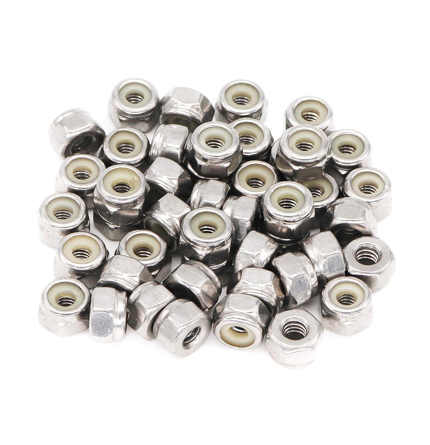 50pcs 1/4-20 Inch Nylon Inserted Self Locking Nuts - 304 Stainless Steel, 1/4" Nylock Nuts for Furniture, V1258-DP02-A-1299