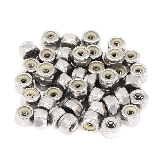 50pcs 1/4-20 Inch Nylon Inserted Self Locking Nuts - 304 Stainless Steel, 1/4" Nylock Nuts for Furniture, V1258-DP02-A-1299