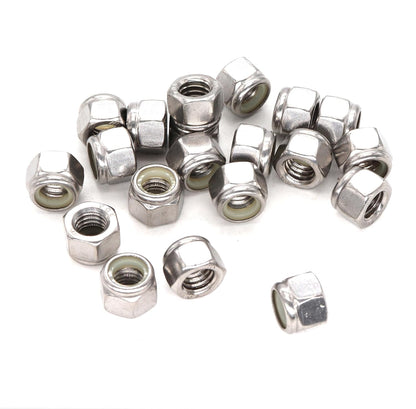 50pcs 1/4-20 Inch Nylon Inserted Self Locking Nuts - 304 Stainless Steel, 1/4" Nylock Nuts for Furniture, V1258-DP02-A-1299