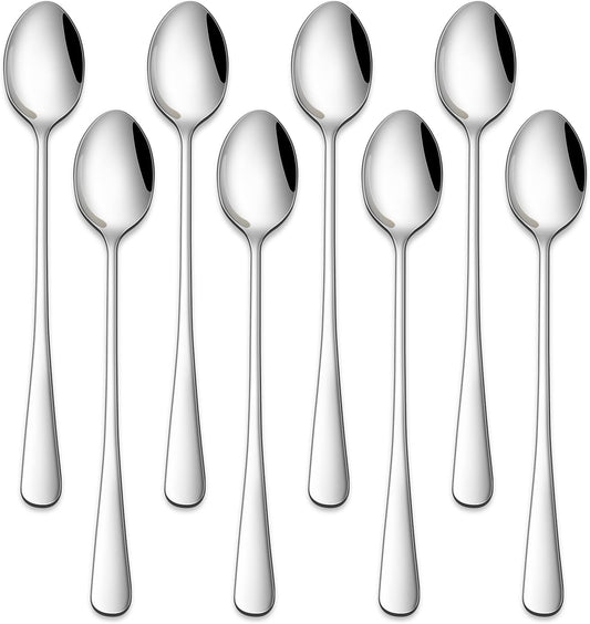 7.5 Inches Stainless Steel Iced Tea Spoons,Set Of 8 Long Stirring Spoons For Coffee,Cocktail,Ice Cream,Long V1258-DP02-A-1300