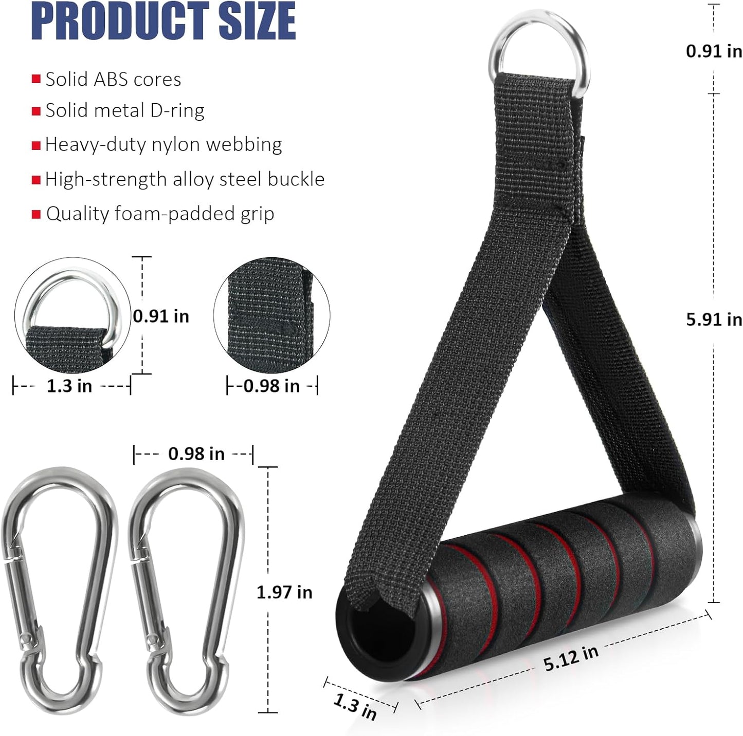 2 Pack Upgraded Exercise Handles, Gym Handle Equipment for Cable Machine Attachments, Strength Training V1258-DP02-A-1301