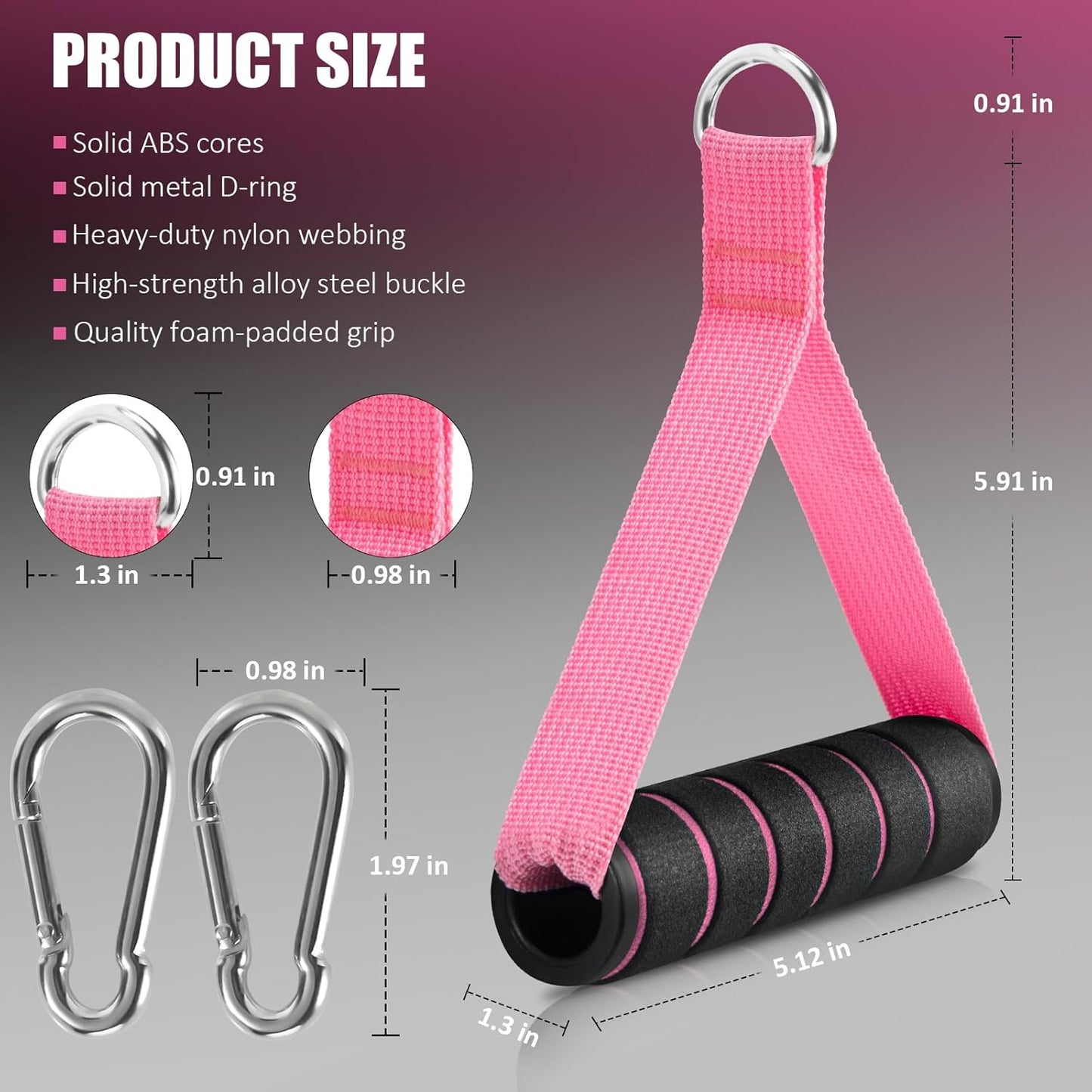 2 Pack Upgraded Exercise Handles, Gym Handle Equipment for Cable Machine Attachments, Strength Training V1258-DP02-A-1302