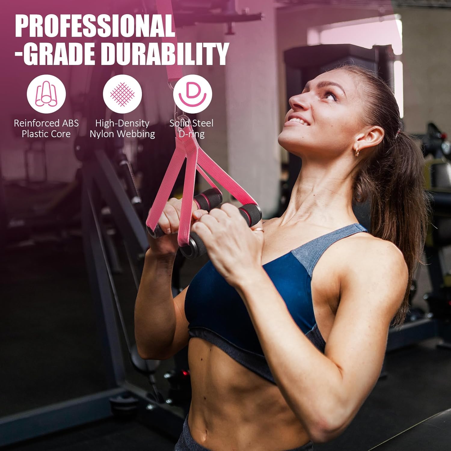 2 Pack Upgraded Exercise Handles, Gym Handle Equipment for Cable Machine Attachments, Strength Training V1258-DP02-A-1302