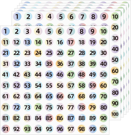 3000Pcs Consecutive Number Stickers, 0.4 inch Small Round Numbered Stickers, 1 to 100 Vinyl Consecutive V1258-DP02-A-1303