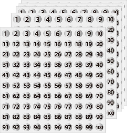 Silver Consecutive Number Stickers 1 to 100, 0.4 inch Round Small Number Stickers Labels for Inventory, V1258-DP02-A-1304
