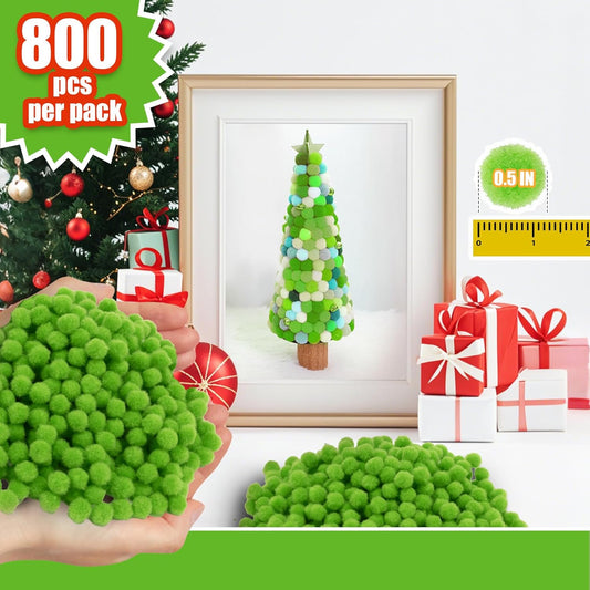 Light Green Pom Poms for Crafts - 800pcs Vivid Soft Fluffy Balls pompones para llaveros for DIY Projects, V1258-DP02-A-1306