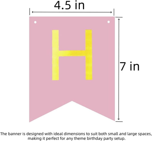 Happy Birthday Banner Pink Birthday Signs Party Supplies Garland Decorations Nursery Hanging Decor (Soft Pink) V1258-DP02-A-1313