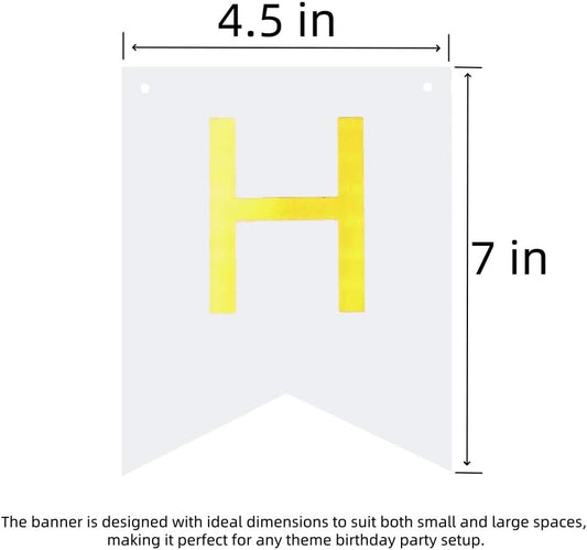 Happy Birthday Banner Birthday Party Supplies Garland Decorations Birthday Signs Nursery Hanging Decor (White) V1258-DP02-A-1314
