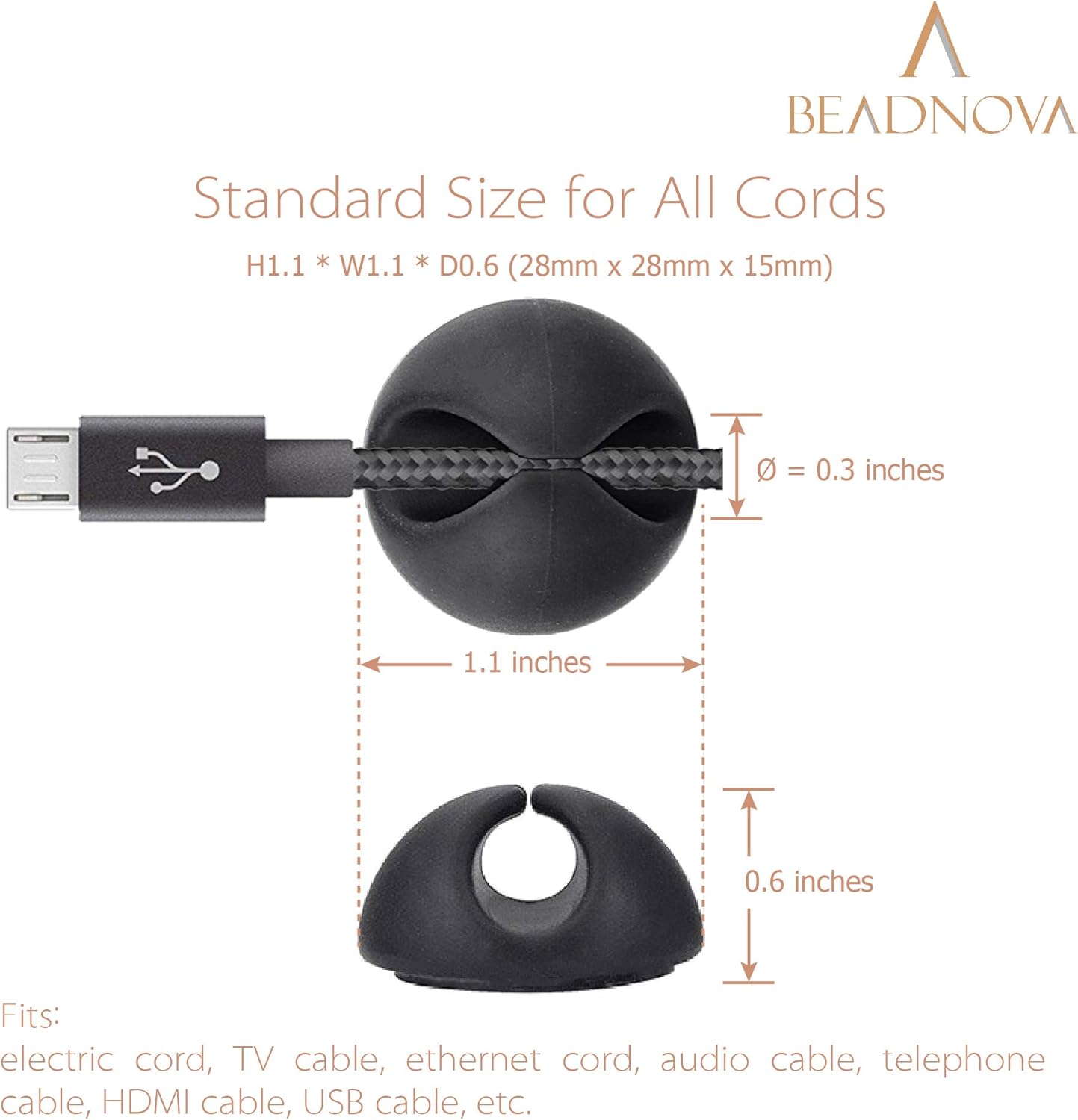 Cable Clips Cord Organizer Cable Management Wire Cord Holder 1 Slots Adhesive Wire Holder for Car Charging V1258-DP02-A-132