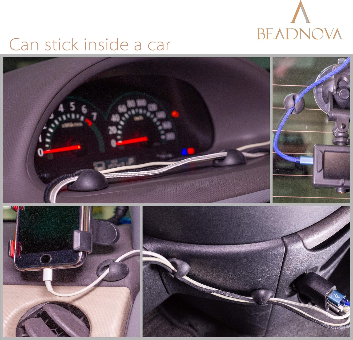 Cable Clips Cord Organizer Cable Management Wire Cord Holder 1 Slots Adhesive Wire Holder for Car Charging V1258-DP02-A-132