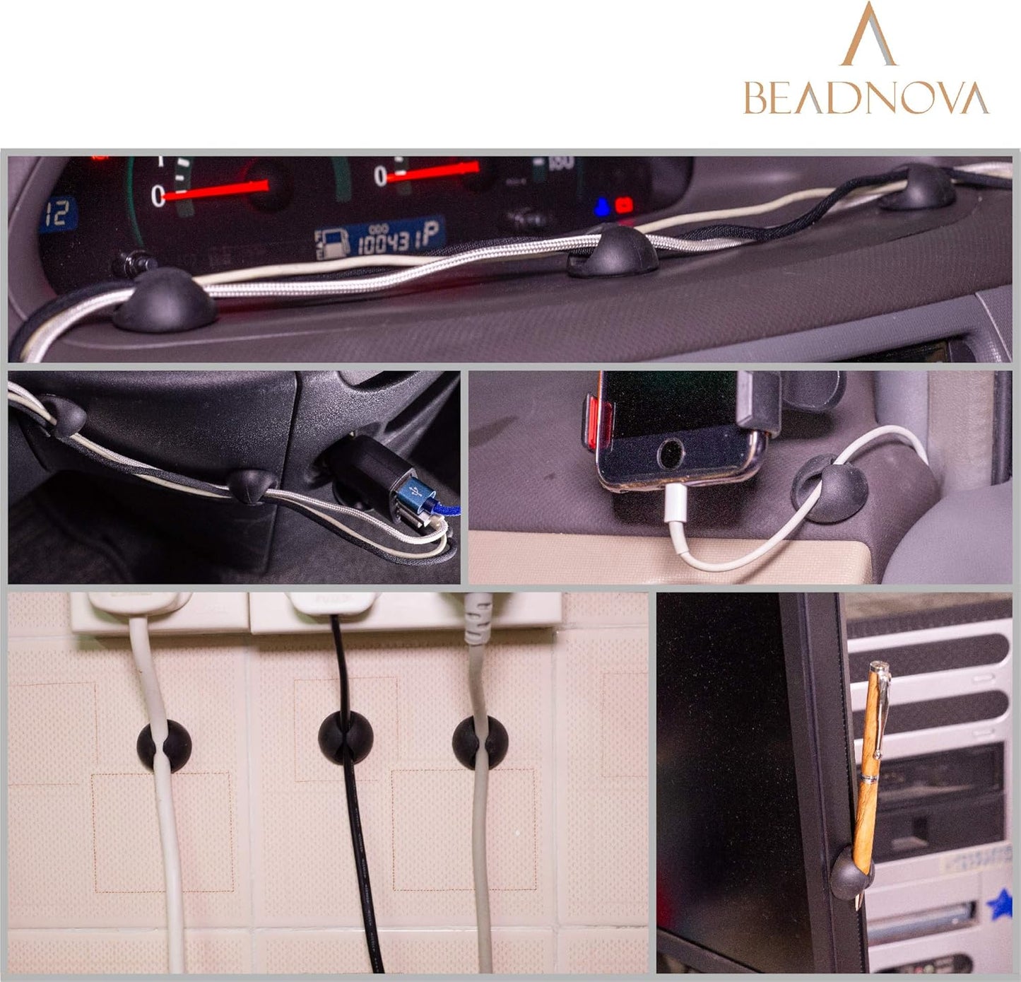 Cable Clips Cord Organizer Cable Management Wire Cord Holder 1 Slots Adhesive Wire Holder for Car Charging V1258-DP02-A-132