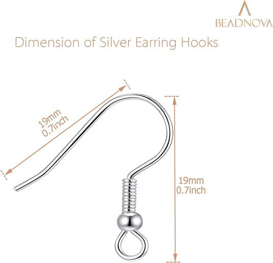 Fish Hook Earring Hooks 150pcs Earring Findings with Backs for Ear Wire Supplies Ear Post Making DIY (150pcs V1258-DP02-A-133
