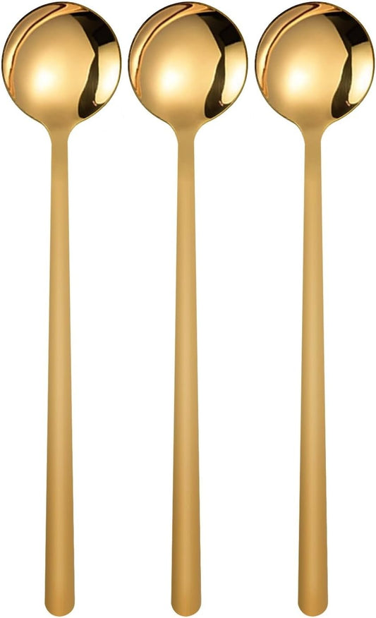 3 Pack Coffee Spoons, Stainless Steel Dessert Spoons, Small Tea Spoon, Long Handle Spoon for Ice Cream, V1258-DP02-A-1364