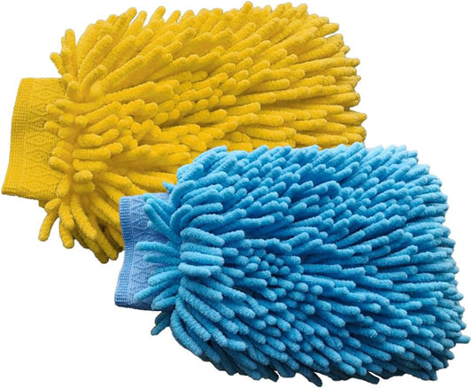2PCS Microfiber Soft Chenille Car Wash Mitts, Scratch and Lint Free Car Dusting Glove, Double Sided Wash V1258-DP02-A-1408