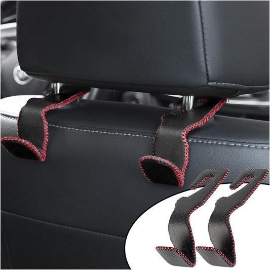2Pack Car Seat Back Headrest Hooks, Superior Leather Auto Seat Hook Hangers, Vehicle Interior Organizer V1258-DP02-A-1429