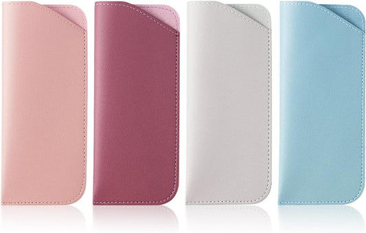 4 Pack Soft Leather Glasses Case 7x3 Inch Eyeglasses Pouch Portable PU Leather Glasses Pouch V1258-DP02-A-1435