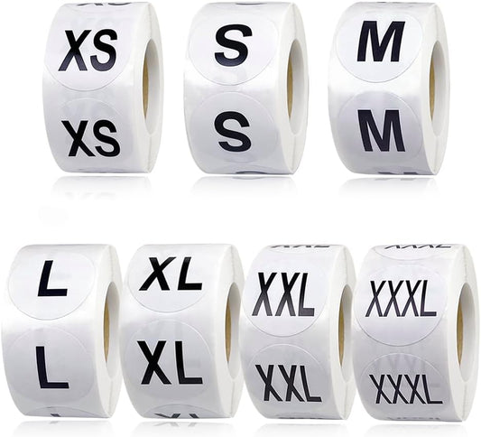 3500 Pcs Clothing Size Stickers, 1 Inch Round Self Adhesive, 7 Sizes XS-S-XXXL for T Shirts (Black) V1258-DP02-A-1464