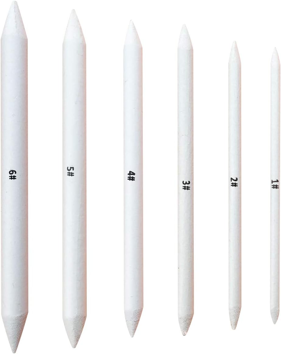 6 PCS Blending Stumps and Tortillions, Sketch Drawing Tools, Paper Art Blenders for Student Sketch Drawing V1258-DP02-A-1472
