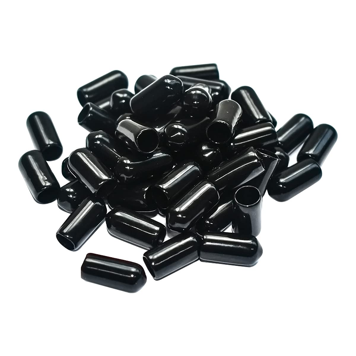 50pcs Vinyl Flexible End Caps, Rubber End Caps, Black Bolt Screw Thread Protector Safety Cover (1/4 Inch 6.5 V1258-DP02-A-1476