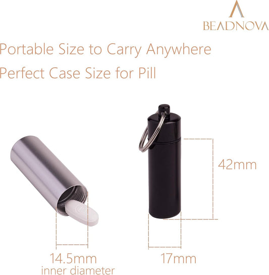Pill Holder Keychain Medicine Container Small Portable Pill Case Aluminium Fob Carrier with Medicine (3pcs, 3 V1258-DP02-A-148