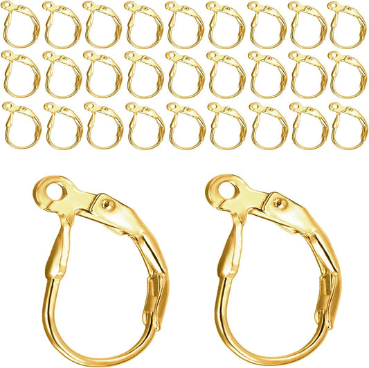 Leverback Earring Hooks 60pcs French Ear Wire Lever Back Earwire for Jewelry Making Crafting (Gold) V1258-DP02-A-149