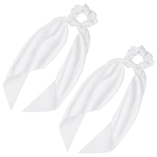 2 Pcs Knotted Bow Satin Hair Scrunchie Hair Scarf with Tail Hair Scrunchies Elastic Hair Scarf Ponytail V1258-DP02-A-1491