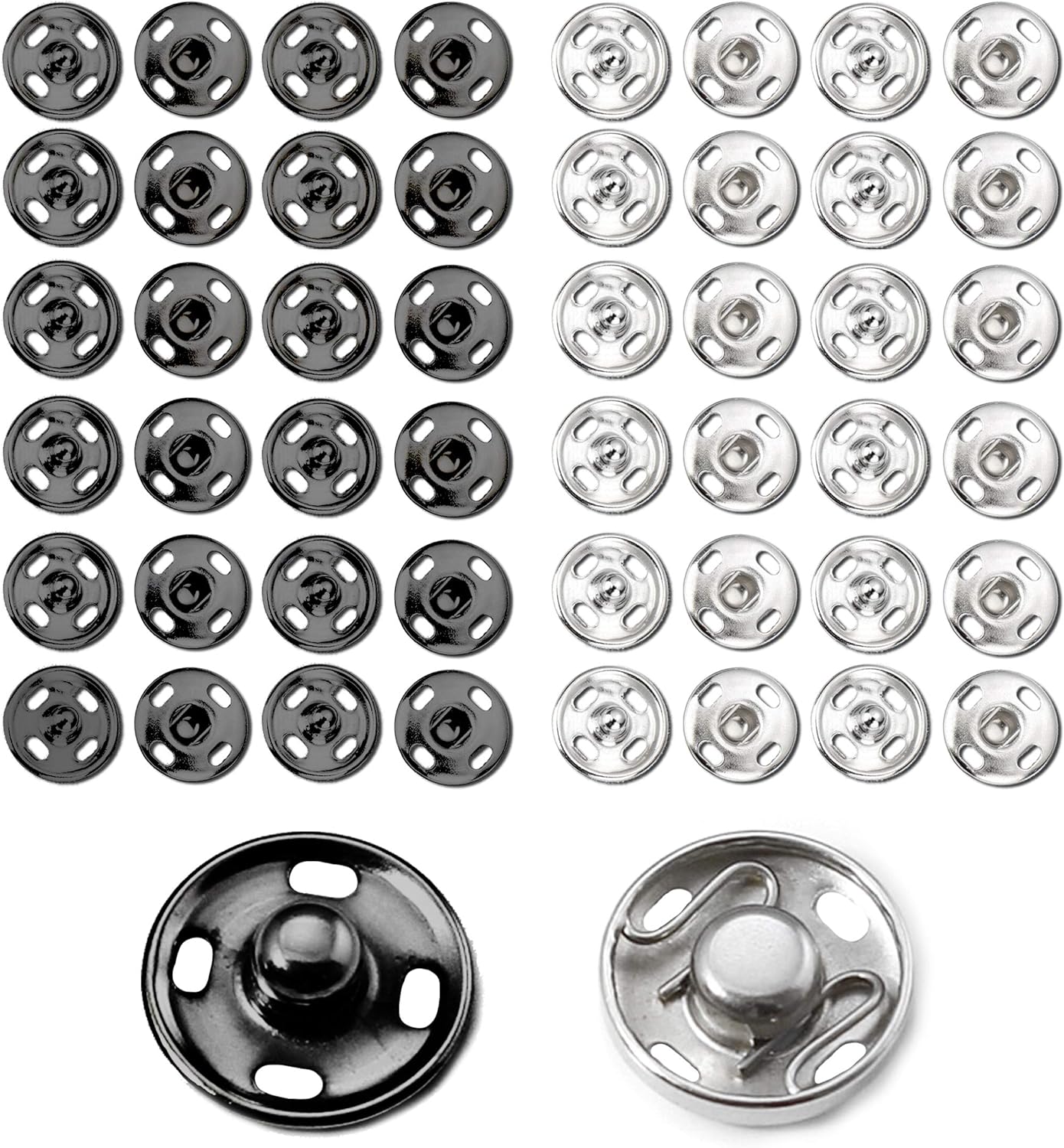 Snaps Buttons for Sewing Button Press Sewing Tools Snap Fasteners Kit for Clothes (100 Sets, 2 Colors) V1258-DP02-A-150