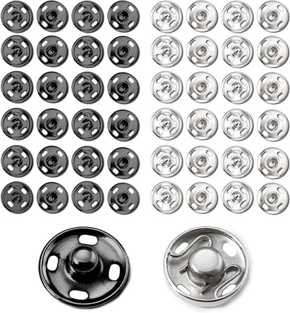 Snaps Buttons for Sewing Button Press Sewing Tools Snap Fasteners Kit for Clothes (100 Sets, 2 Colors) V1258-DP02-A-150