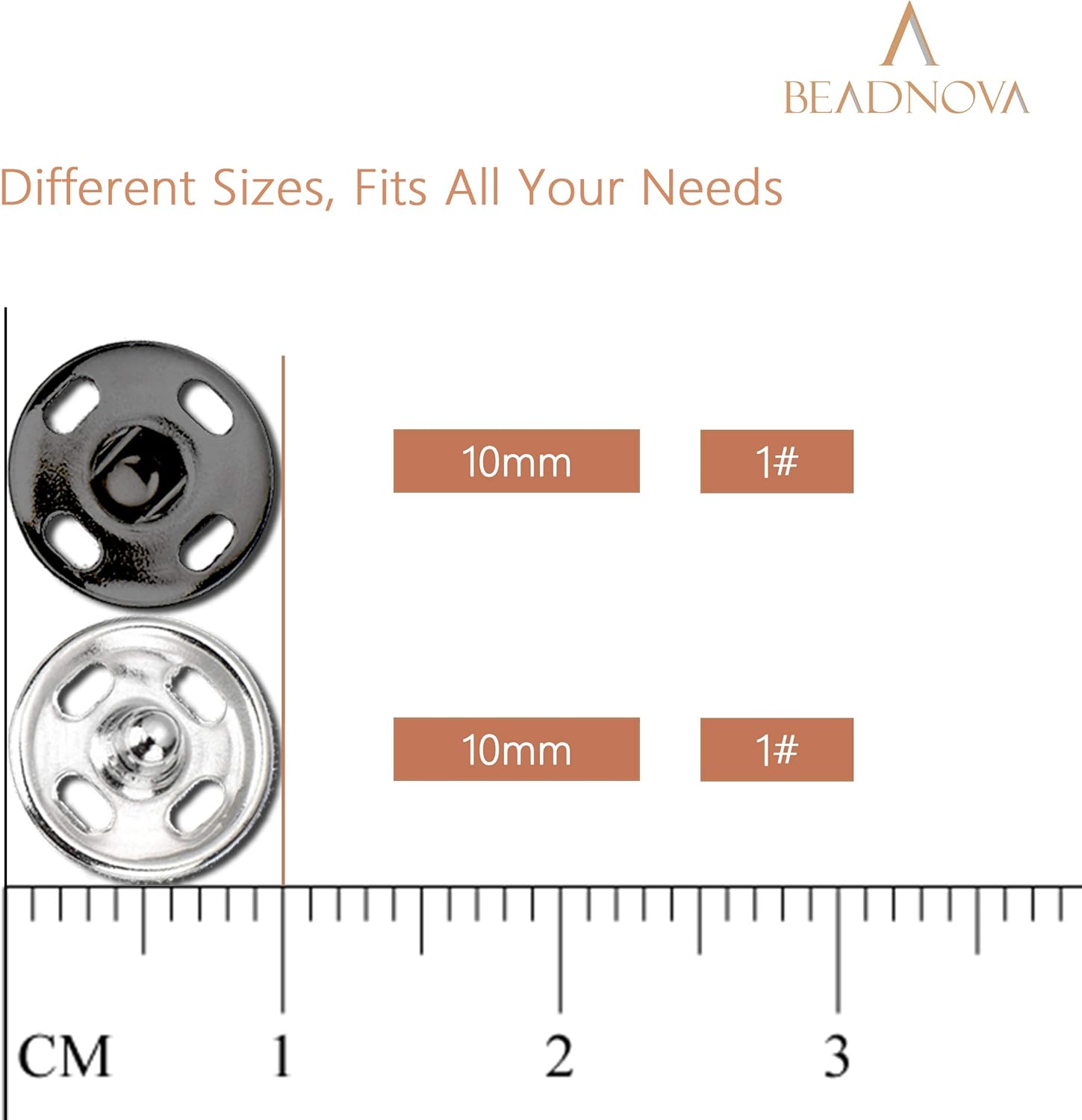 Snaps Buttons for Sewing Button Press Sewing Tools Snap Fasteners Kit for Clothes (100 Sets, 2 Colors) V1258-DP02-A-150