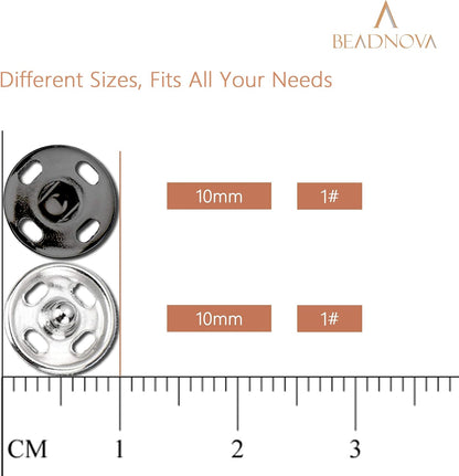 Snaps Buttons for Sewing Button Press Sewing Tools Snap Fasteners Kit for Clothes (100 Sets, 2 Colors) V1258-DP02-A-150