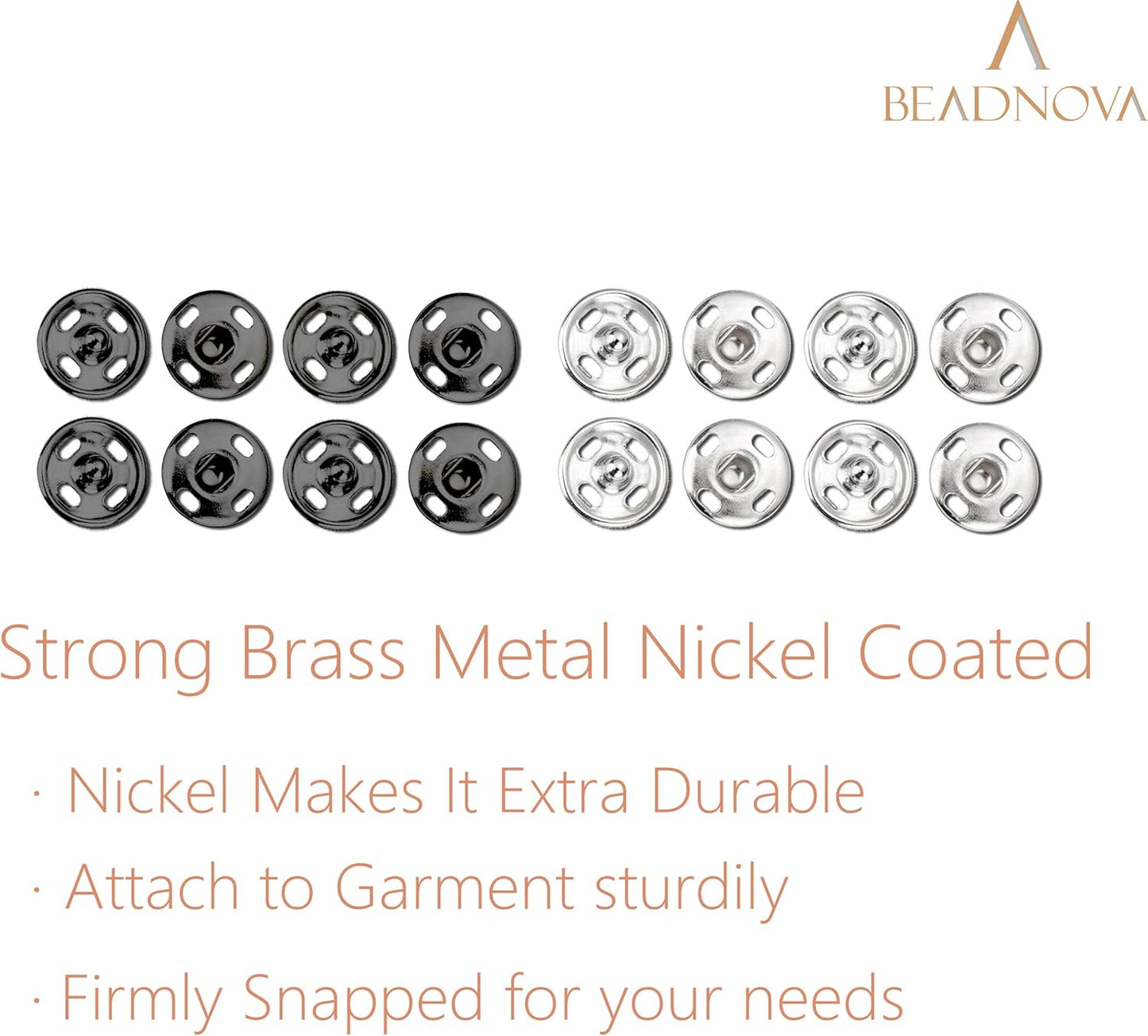 Snaps Buttons for Sewing Button Press Sewing Tools Snap Fasteners Kit for Clothes (100 Sets, 2 Colors) V1258-DP02-A-150