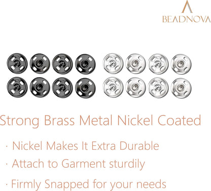 Snaps Buttons for Sewing Button Press Sewing Tools Snap Fasteners Kit for Clothes (100 Sets, 2 Colors) V1258-DP02-A-150