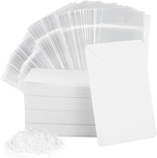 100 Pcs Earring Cards with 100Pcs Self Adhesive Bags for Earrings Jewelry Display and 200 Pcs Earring Backs, V1258-DP02-A-1503