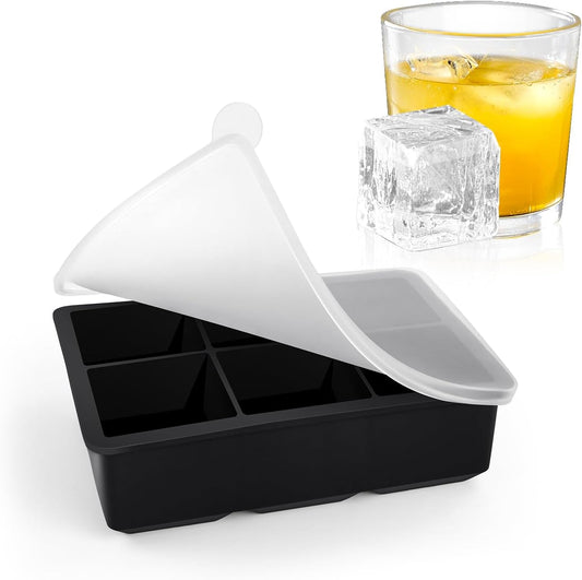 Large Ice Cube Tray with Lids, Big Square Silicone Freezer Mold, 2inch Huge Cubed Ice Maker for Whiskey, V1258-DP02-A-1505