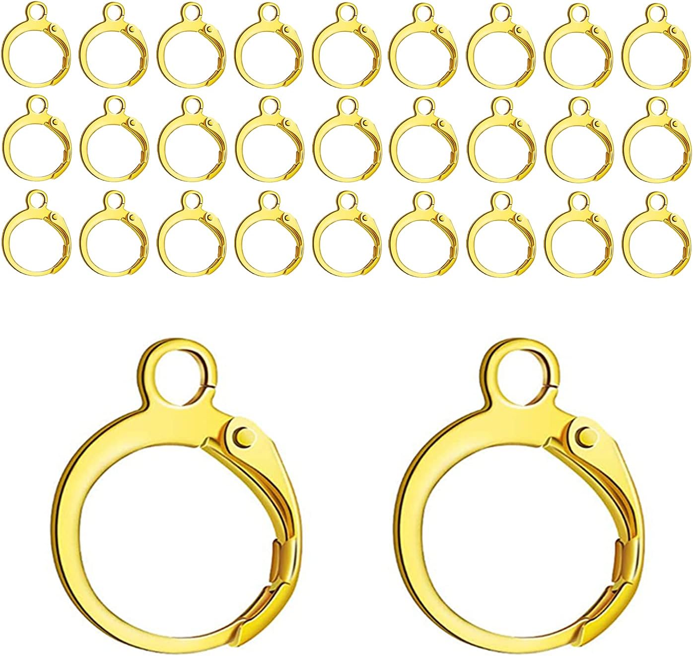 Leverback Earring Hooks 60pcs French Ear Wire Lever Back Earwire for Jewelry Making Crafting (Gold) V1258-DP02-A-152