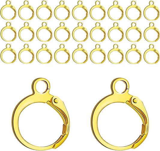 Leverback Earring Hooks 60pcs French Ear Wire Lever Back Earwire for Jewelry Making Crafting (Gold) V1258-DP02-A-152
