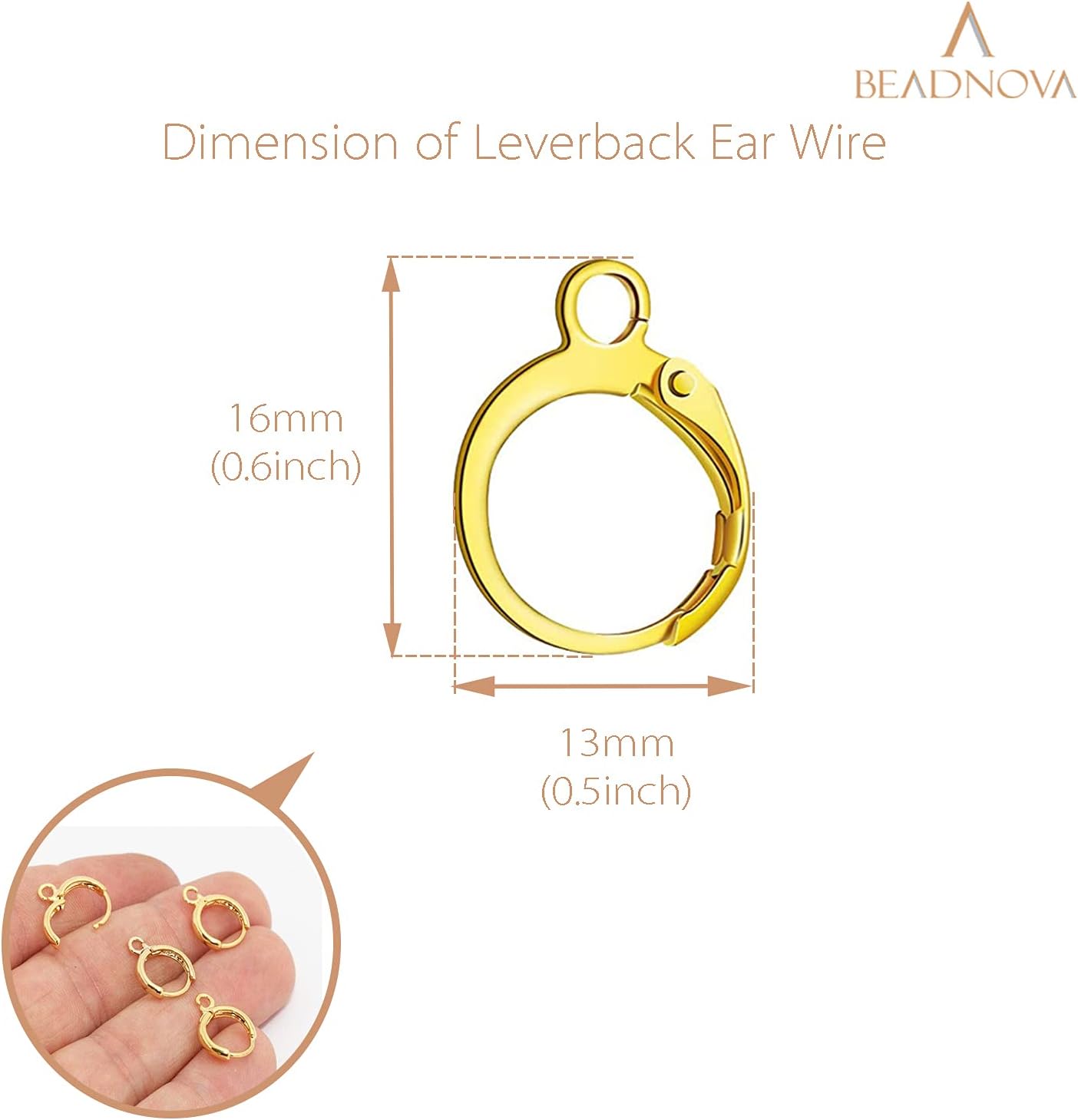 Leverback Earring Hooks 60pcs French Ear Wire Lever Back Earwire for Jewelry Making Crafting (Gold) V1258-DP02-A-152