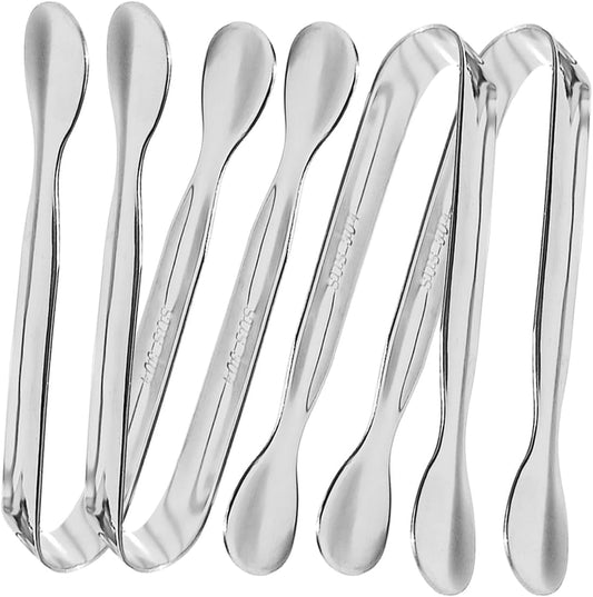 4 Pcs Ice Tongs Sugar Cubes Tongs, Mini Serving Tongs, 304 Stainless Steel, Silver, 4.33 x 0.63 inches V1258-DP02-A-1548