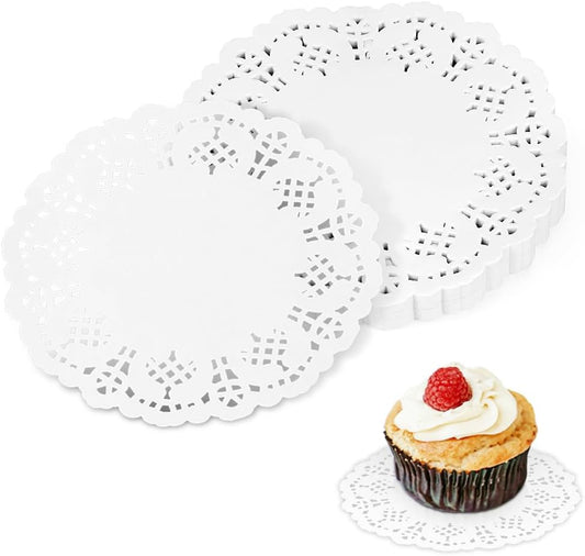 150 Pieces White Lace Paper Doilies Disposable Lace Paper Doilies for Tables, Round Paper Doilies for Cakes V1258-DP02-A-1552