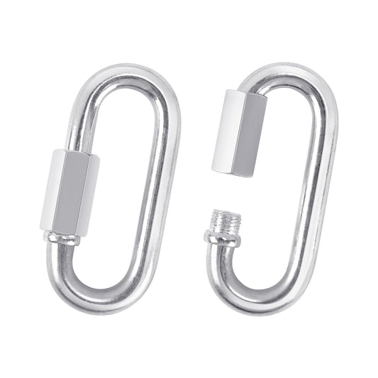 2 Pack M10-3.5 Inch / 9 cm Chain Quick Links, Galvanized Screw Carabiner, D-Shape, Silver, 551Lbs Load, Ideal V1258-DP02-A-1555