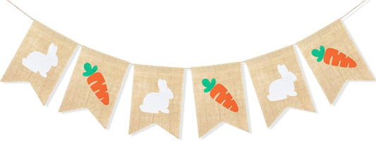 Easter Bunny Carrot Banner Garland Happy Easter Day Decorations for Mantle Fireplace Spring Themed Baby V1258-DP02-A-1568