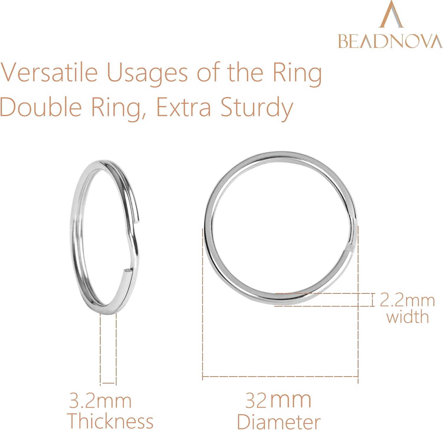 Key Chain Ring Metal Split Ring for Dog Tag and Keys Organization (32mm, 30pcs) V1258-DP02-A-157