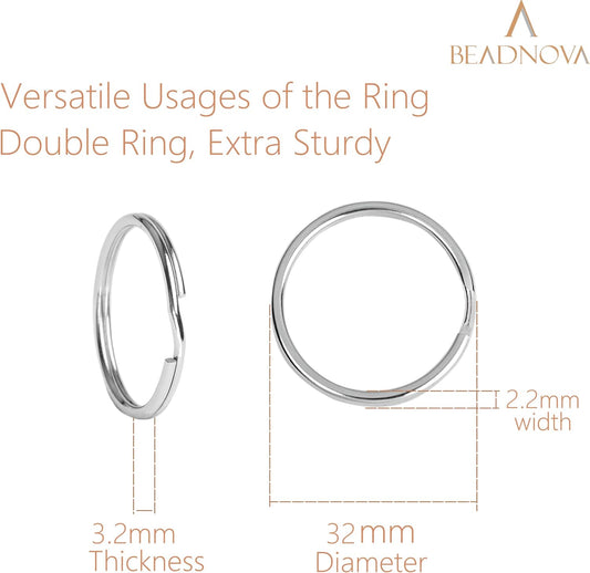 Key Chain Ring Metal Split Ring for Dog Tag and Keys Organization (32mm, 30pcs) V1258-DP02-A-157