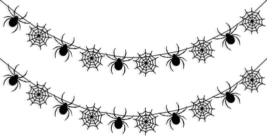 Felt Spider Spiderweb Banner Garland Halloween Spider Web Decorations Outdoor Indoor Home Decor Spooky Themed V1258-DP02-A-1570